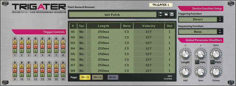 Trigater Trigger To CV / Gate Converter Front Panel